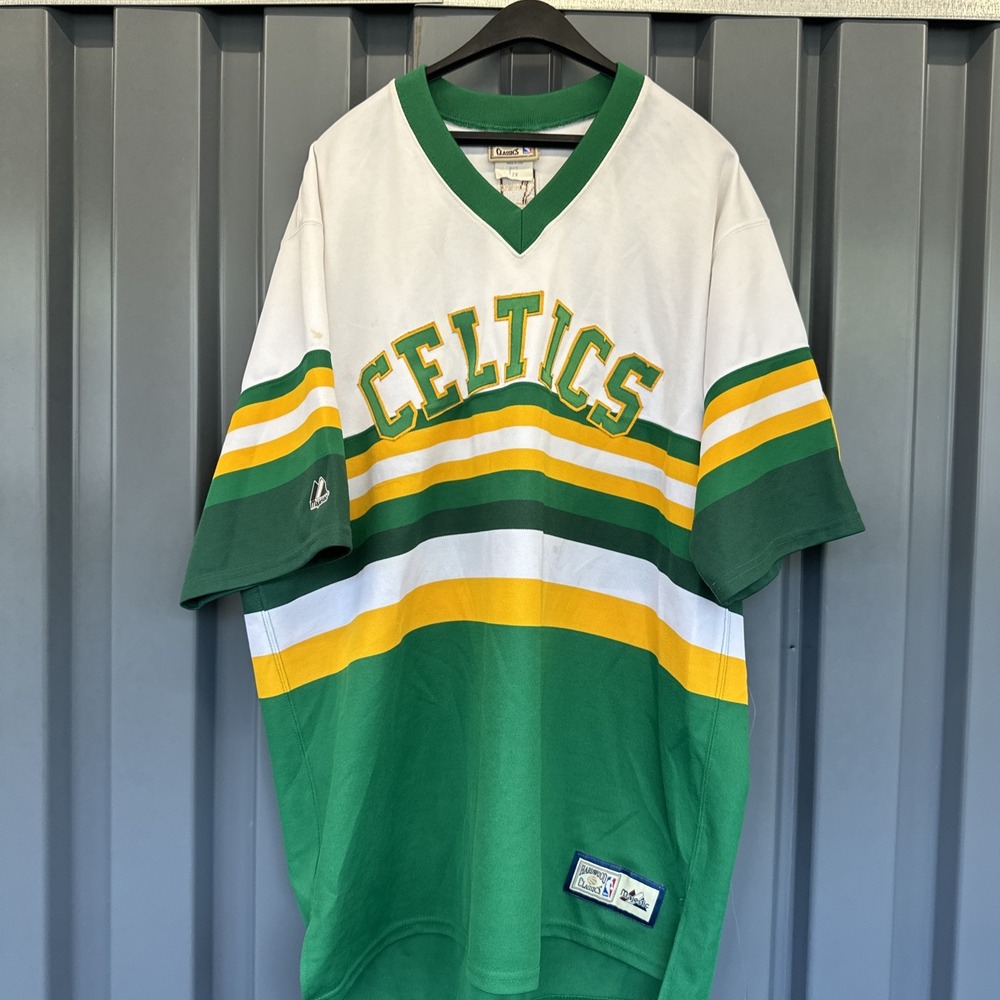 Vintage Majestic Boston Celtics Warm Up Jersey Mens 2XL Hardwood Classic Sewn